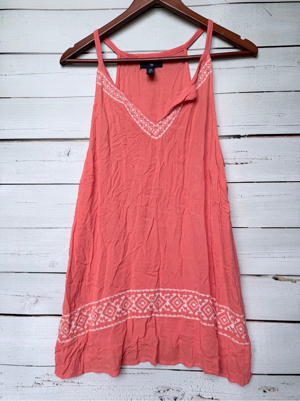 GAP Coral Embroidered Spaghetti-Strap Tank